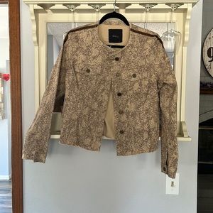 Skinnygirl Women's Collarless Fray Denim Jacket With Stripe